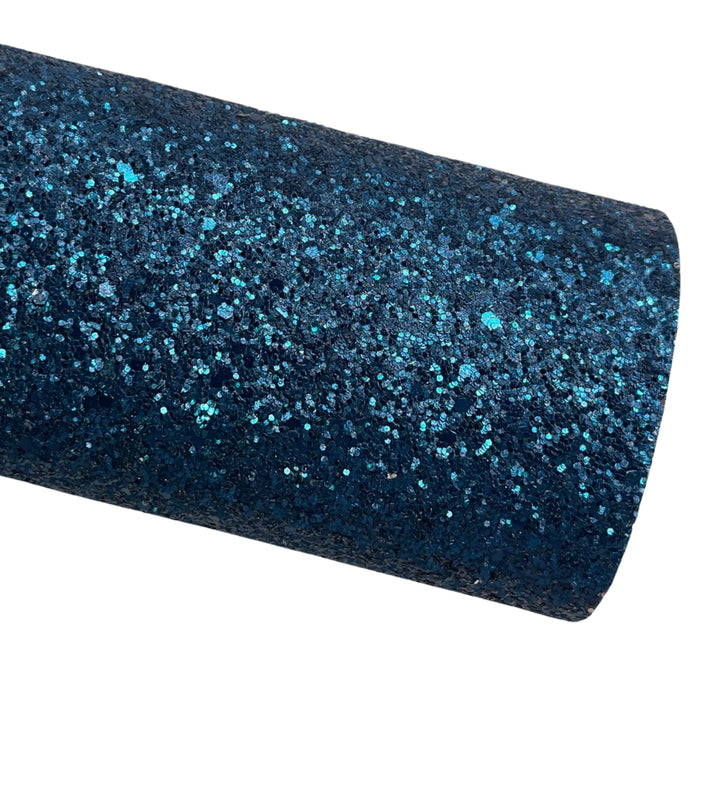Teal Matte Chunky Glitter Leather