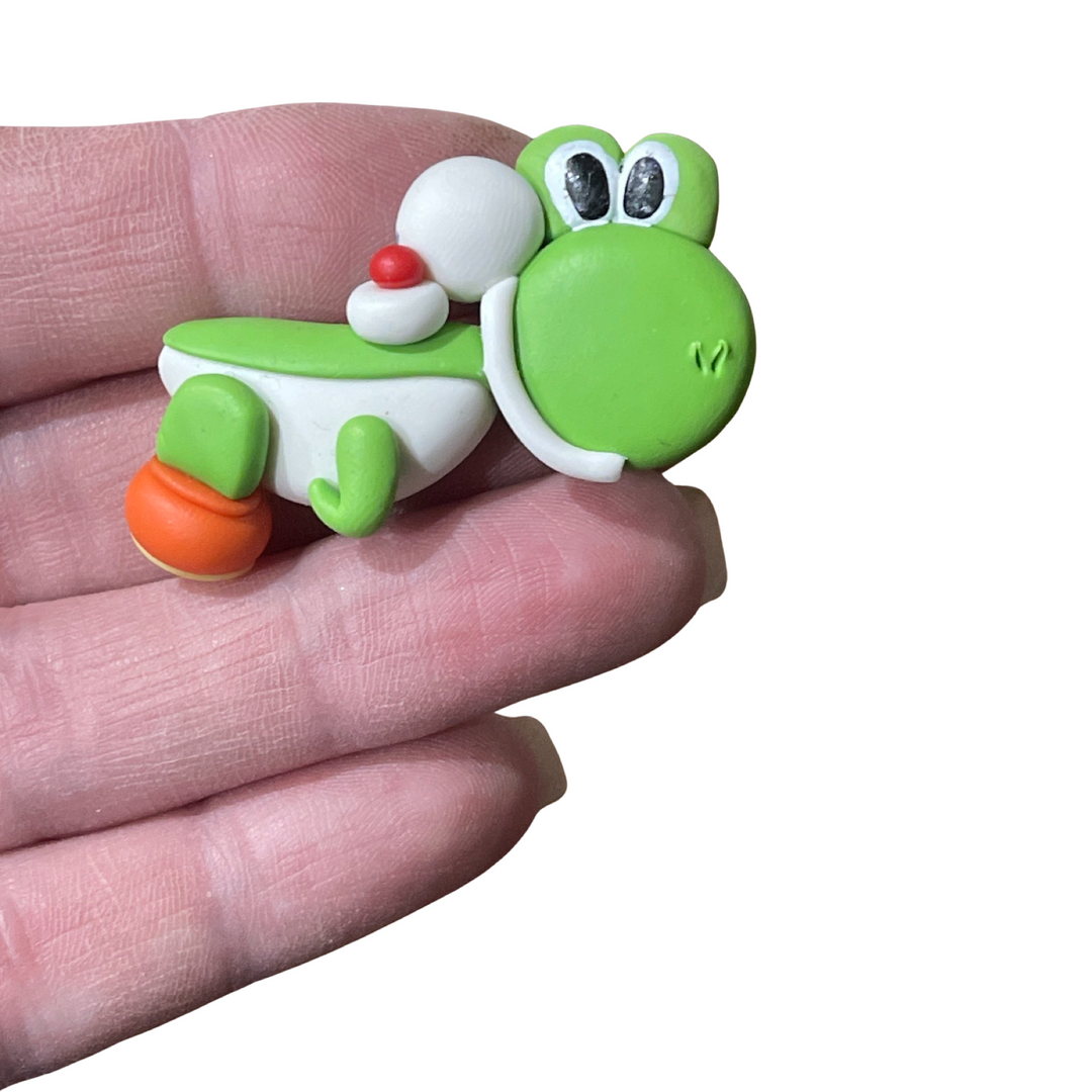 Green Dinosaur Bow Clay Embellishment
