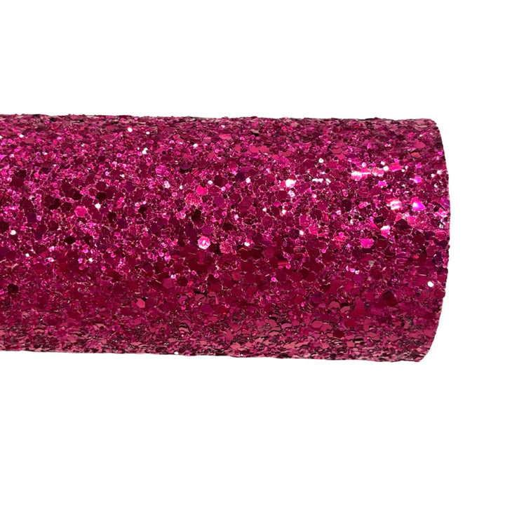 Cuir épais à paillettes magenta chaud