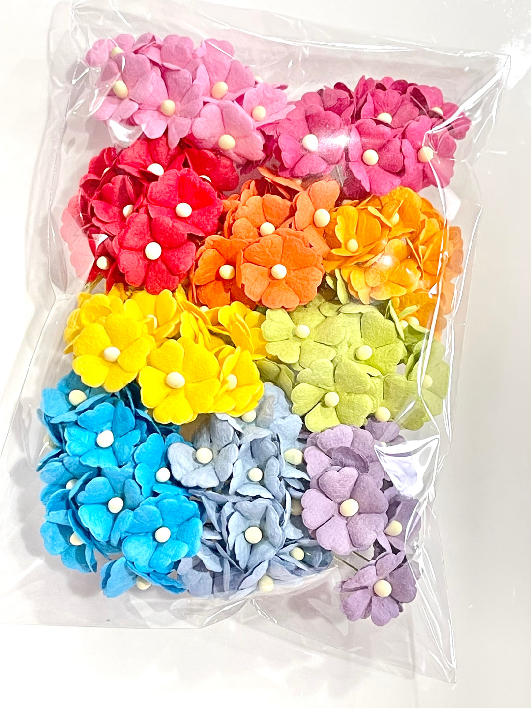 Large 20mm Sweetheart Blossoms Mulberry Paper Flowers - 10 Mixed Brights - Bulk 100 Pack