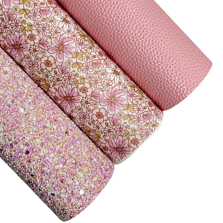 Lot de paillettes en similicuir floral printanier