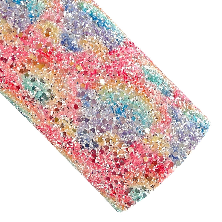 Bright Rainbow Marble Pearl Bead Chunky Glitter