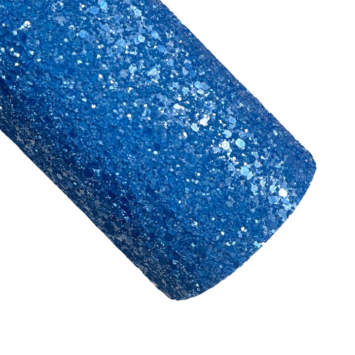 Blue Matte Pearl Chunky Glitter Leather