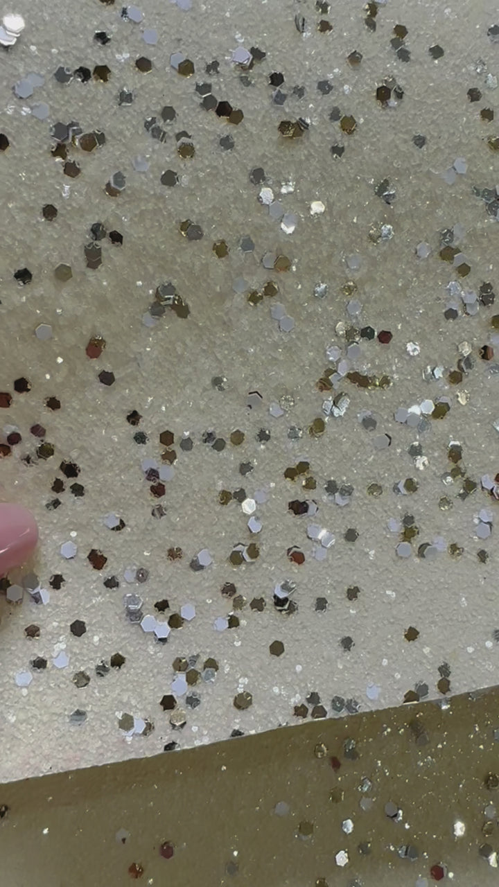 Cream Dream Chunky Glitter Leather - Gold, Silver White Cream