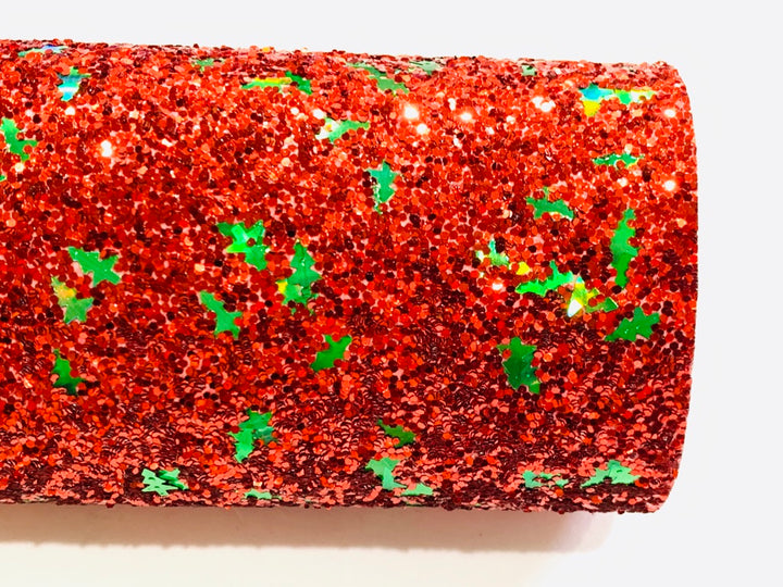 Paillettes épaisses pour sapin de Noël rouge et vert