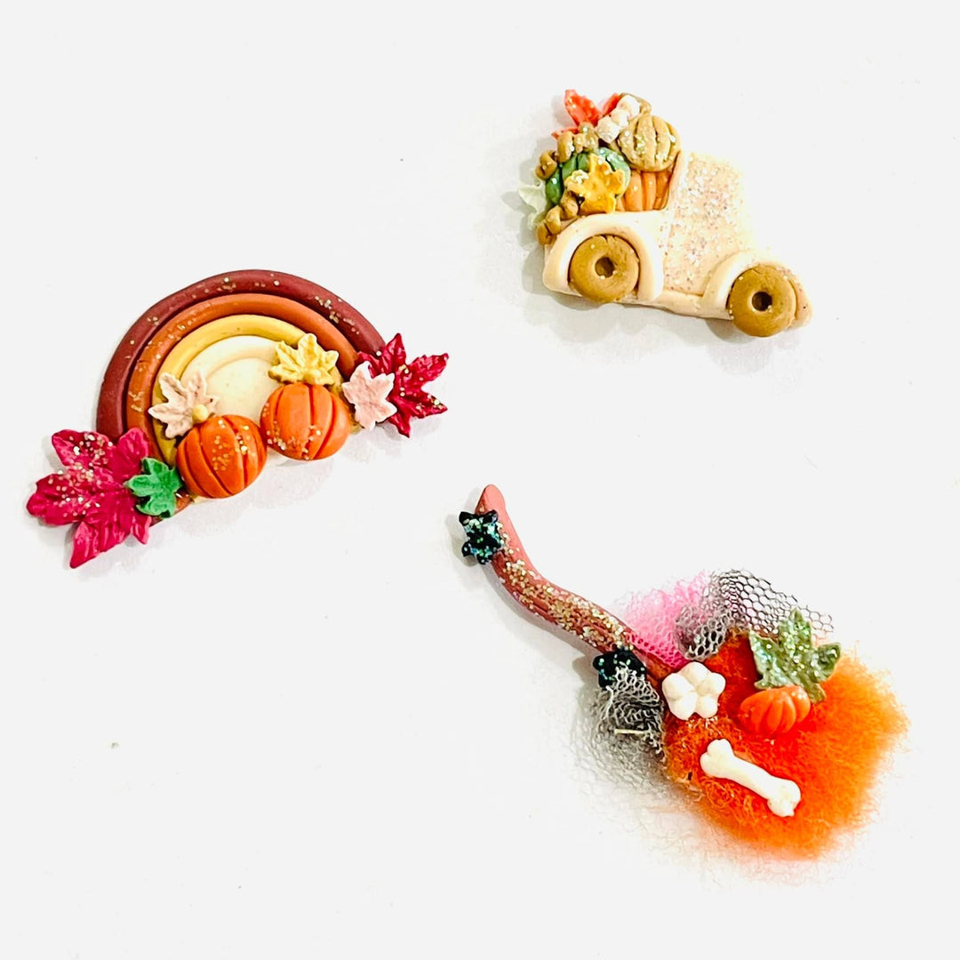 Autumn Pumpkins Bow Clay Embellishments
