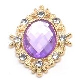 5 x Embellissements décoratifs ovales en strass dans une monture dorée - Ameythst