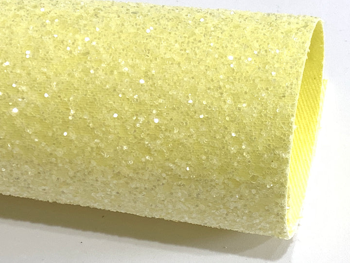 Pale Yellow Sugar Chunky Glitter Leather