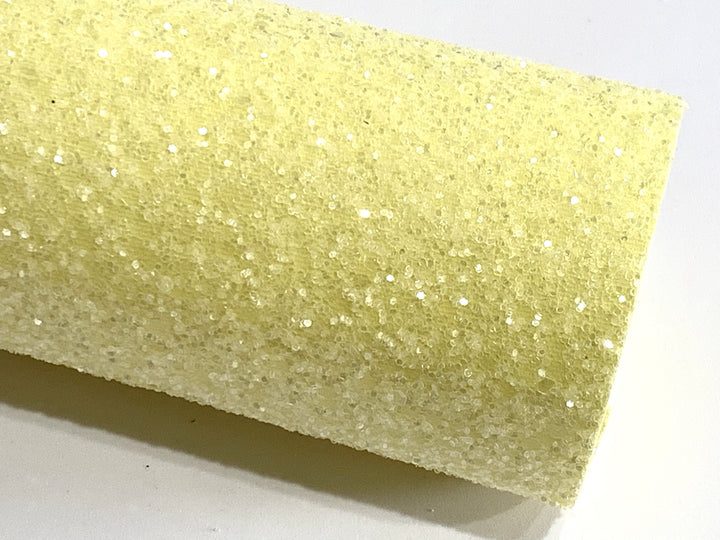 Pale Yellow Sugar Chunky Glitter Leather