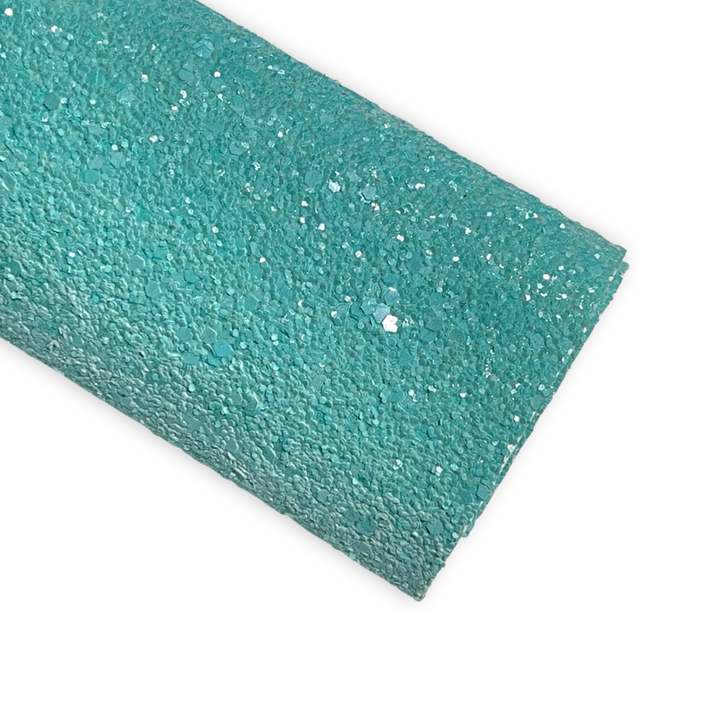 Matte Aqua Chunky Glitter Leather