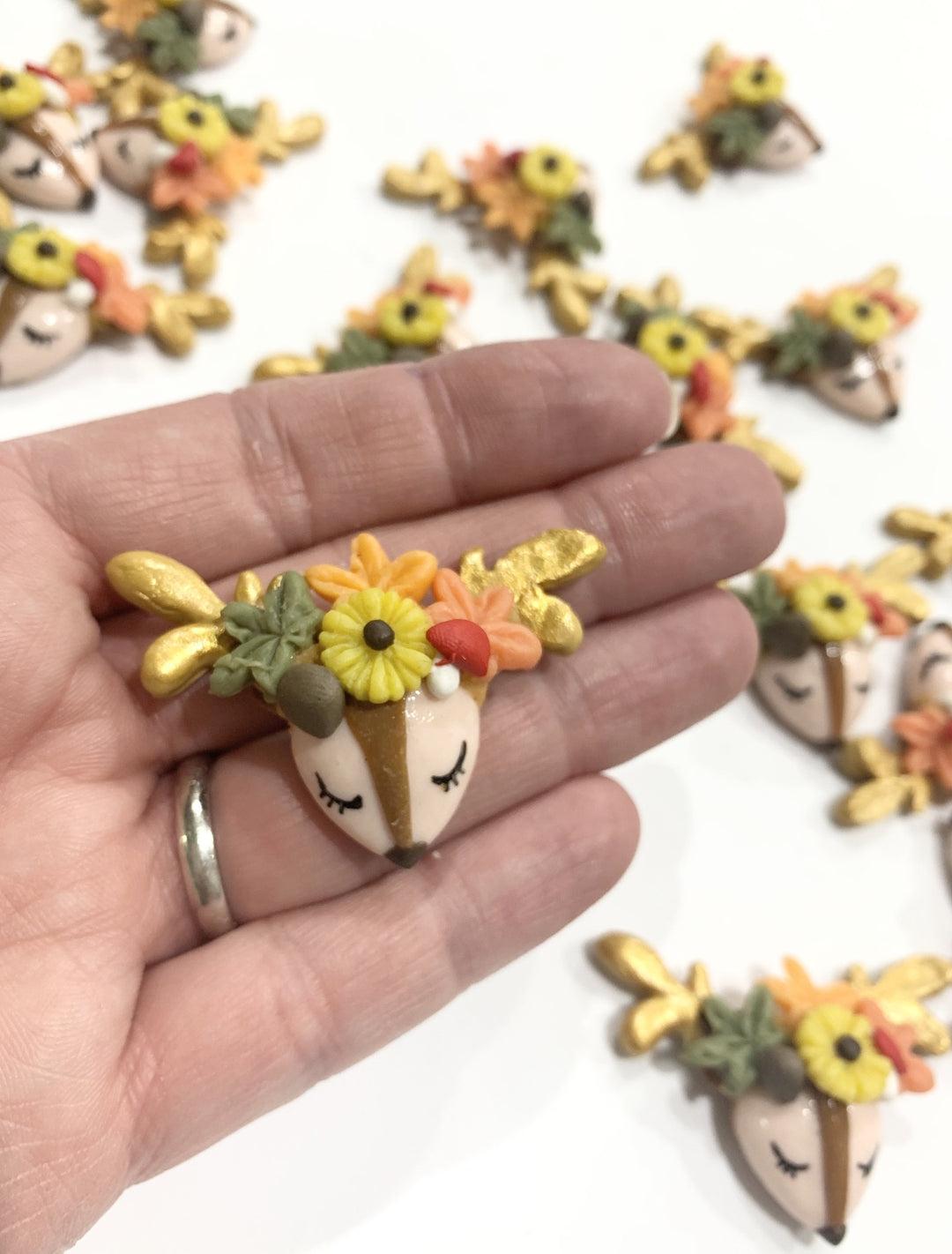 Sunflower Deer Clay Embellishment