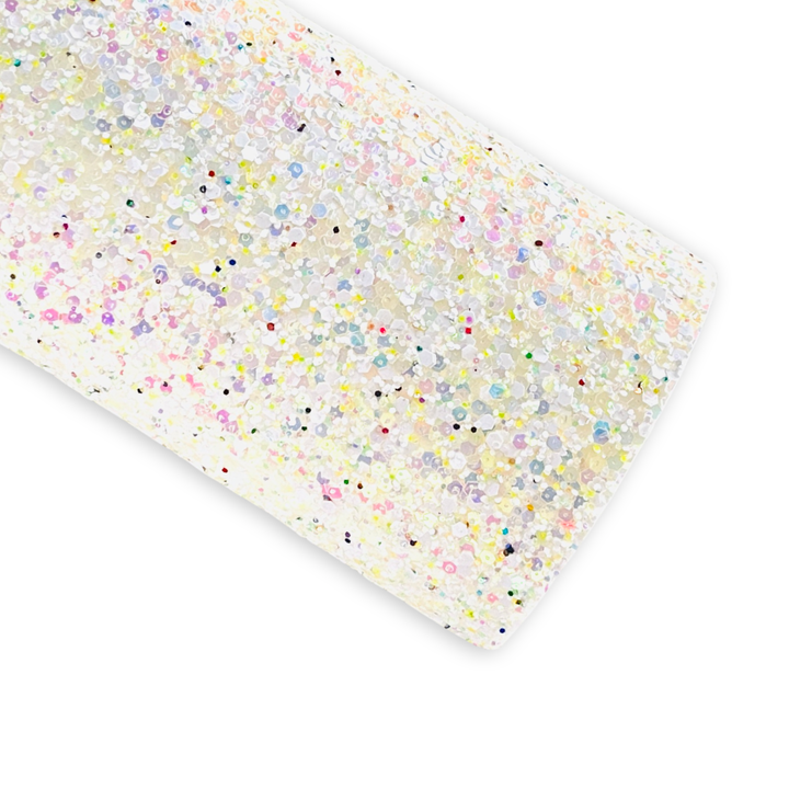 White Vanilla Shimmer Chunky Glitter Leather