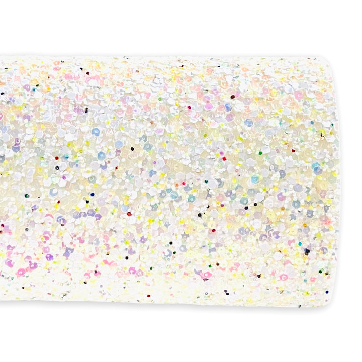 White Vanilla Shimmer Chunky Glitter Leather