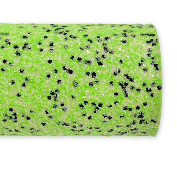 Green Black Glow in the Dark Chunky Glitter Leather