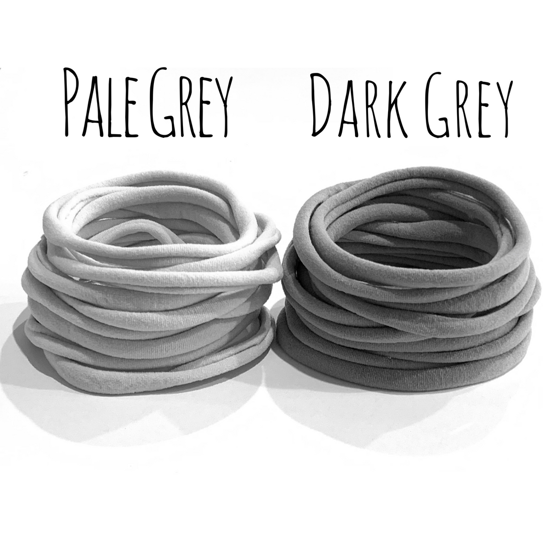 Bandeaux en nylon GRIS PÂLE, bandes en nylon doux, bandeaux pour bébés, arcs de bricolage, fournitures d’arc de cheveux, fournitures de bricolage, taille unique pour la plupart des bandeaux