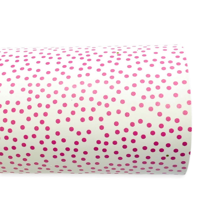 Similicuir à pois roses et blancs