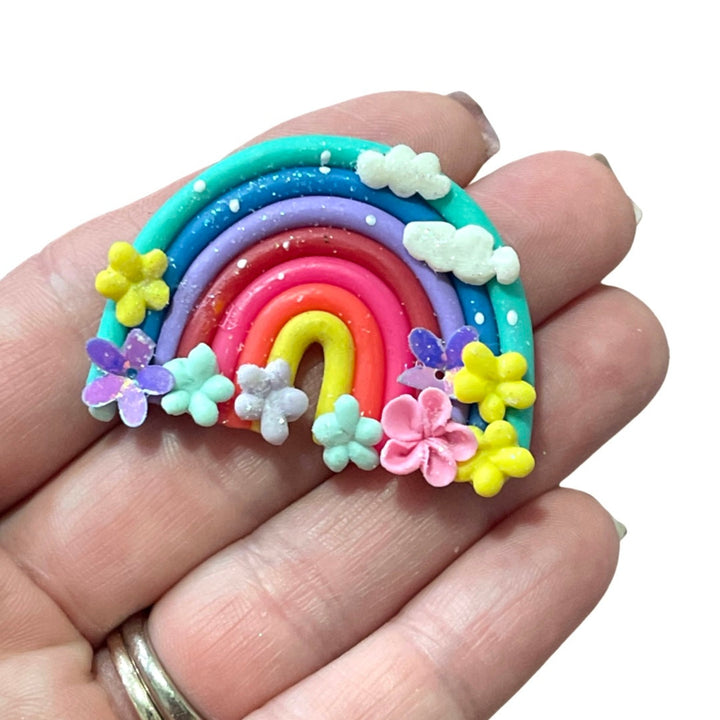 Floral Rainbow Bow Clay Embellishments