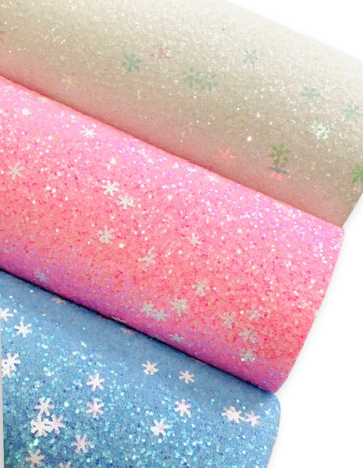 Flocon de neige rose à grosses paillettes