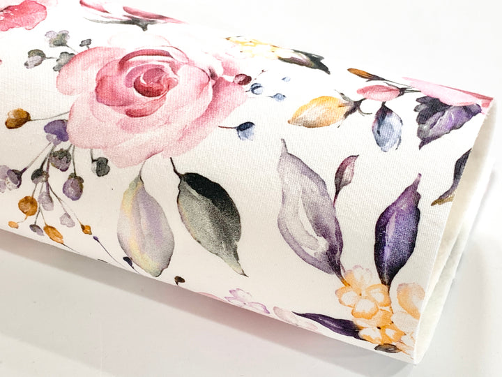 Feuilles de tissu à dos en feutre floral Spring Roses - Fabriquées sur commande
