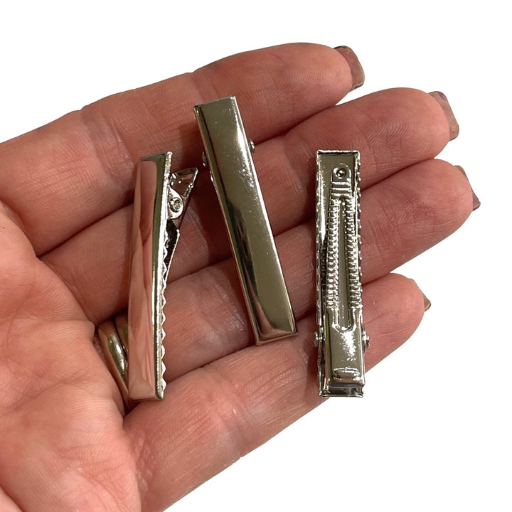 Pinces à cheveux crocodile argentées de qualité supérieure, 40 mm, 10, 25 ou 100 jusqu'à