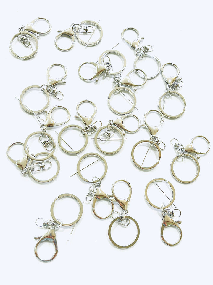 Fermoir mousqueton argenté avec porte-clés pivotant