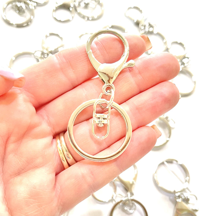 Fermoir mousqueton argenté avec porte-clés pivotant