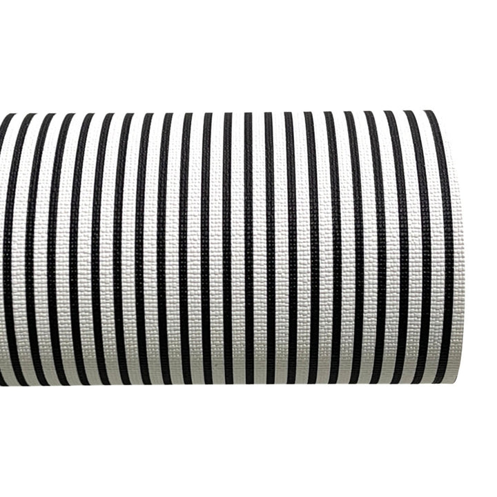 Textured Black White Stripe Faux Leatherette