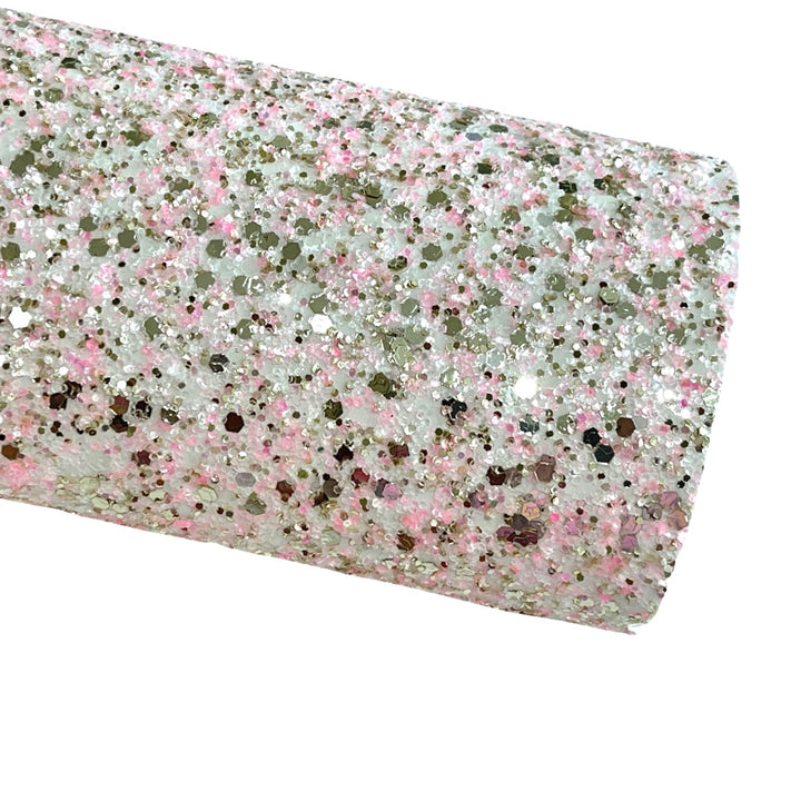Wishes Whisper Blanc Rose et Or Rose Chunky Glitter