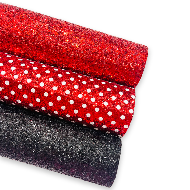 Lot de gros pois pailletés rouges et noirs