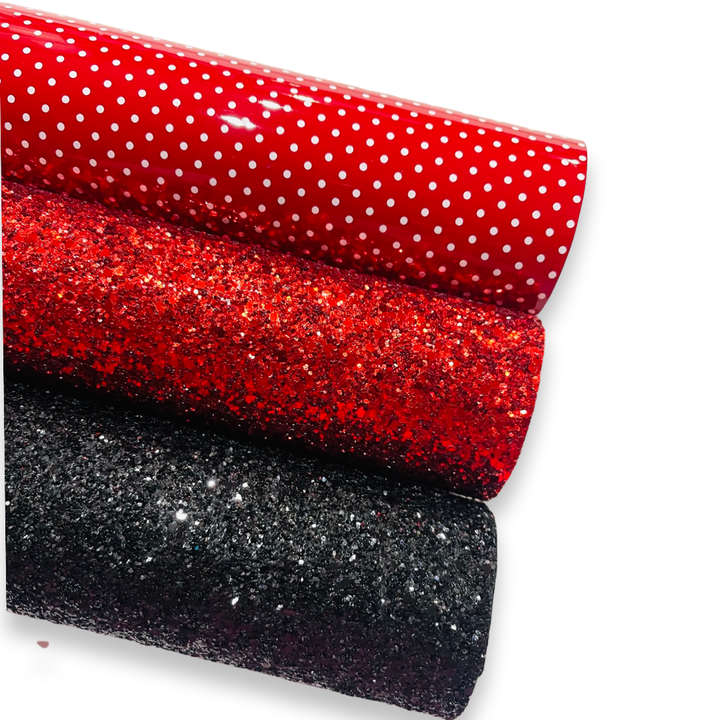 Lot de pois vernis à paillettes rouges et noires