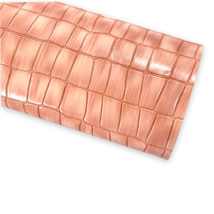 Similicuir imitation crocodile gaufré - Rose
