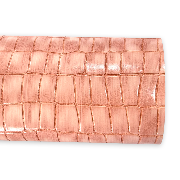 Similicuir imitation crocodile gaufré - Rose