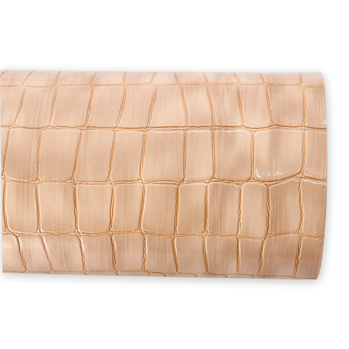 Similicuir imitation crocodile gaufré - Blush