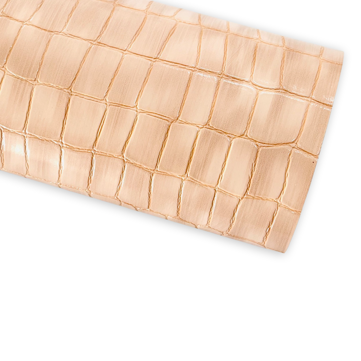 Similicuir imitation crocodile gaufré - Blush