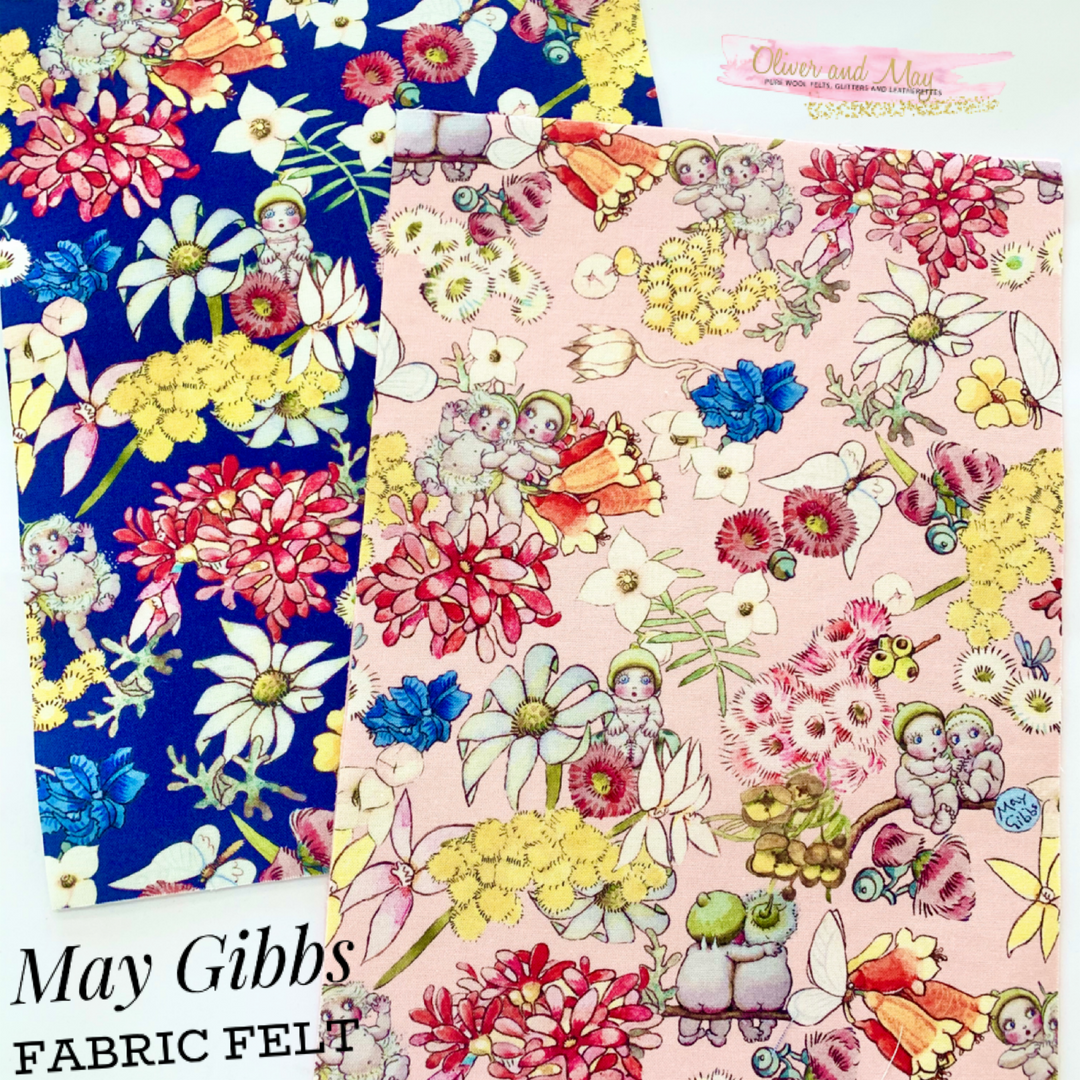 May Gibbs Gumnut Friends Fabric Felt - Soutenu en feutre de laine pure mérinos