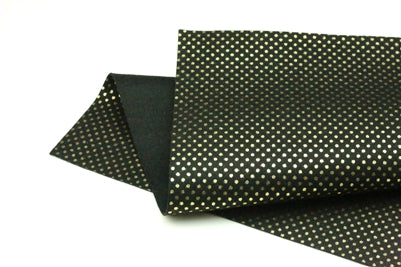 Metallic Gold Dots on Black Merino Wool Felt