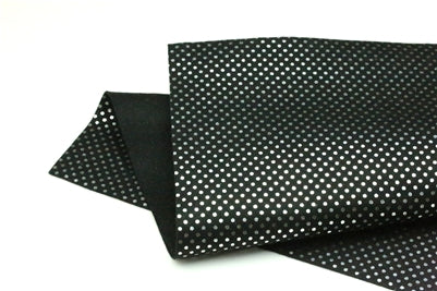 Metallic Silver Dots on Black Merino Wool Felt