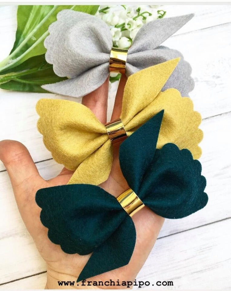 ScallopScrunchi Bow Trace et modèle coupé à la main par Franchi-a-Pipo UK - 3", 4,5" et 5,5"