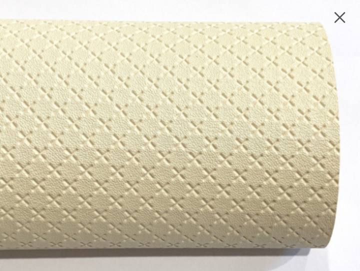 Vintage Cream Cross Embossed Faux Leatherette