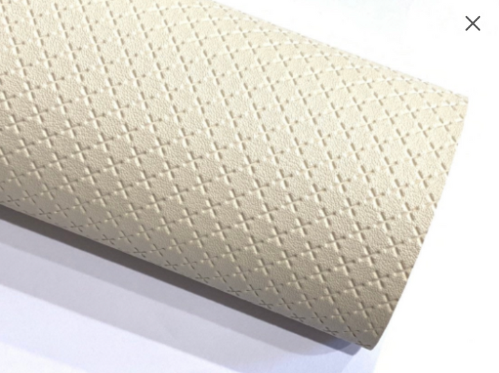 Vintage Cream Cross Embossed Faux Leatherette