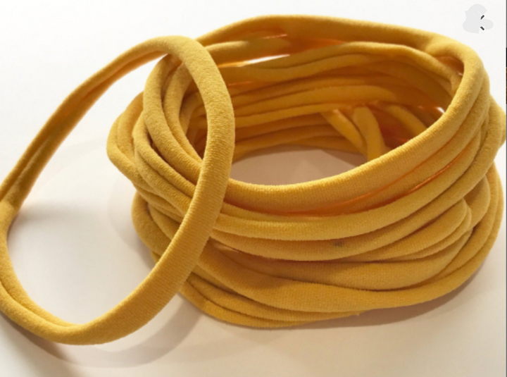 MUSTARD Nylon Headbands, Soft Nylon Bands, Baby Headbands, DIY Bows, Hair Bow Supplies, DIY Supplies, One Size Fits Most Headbands