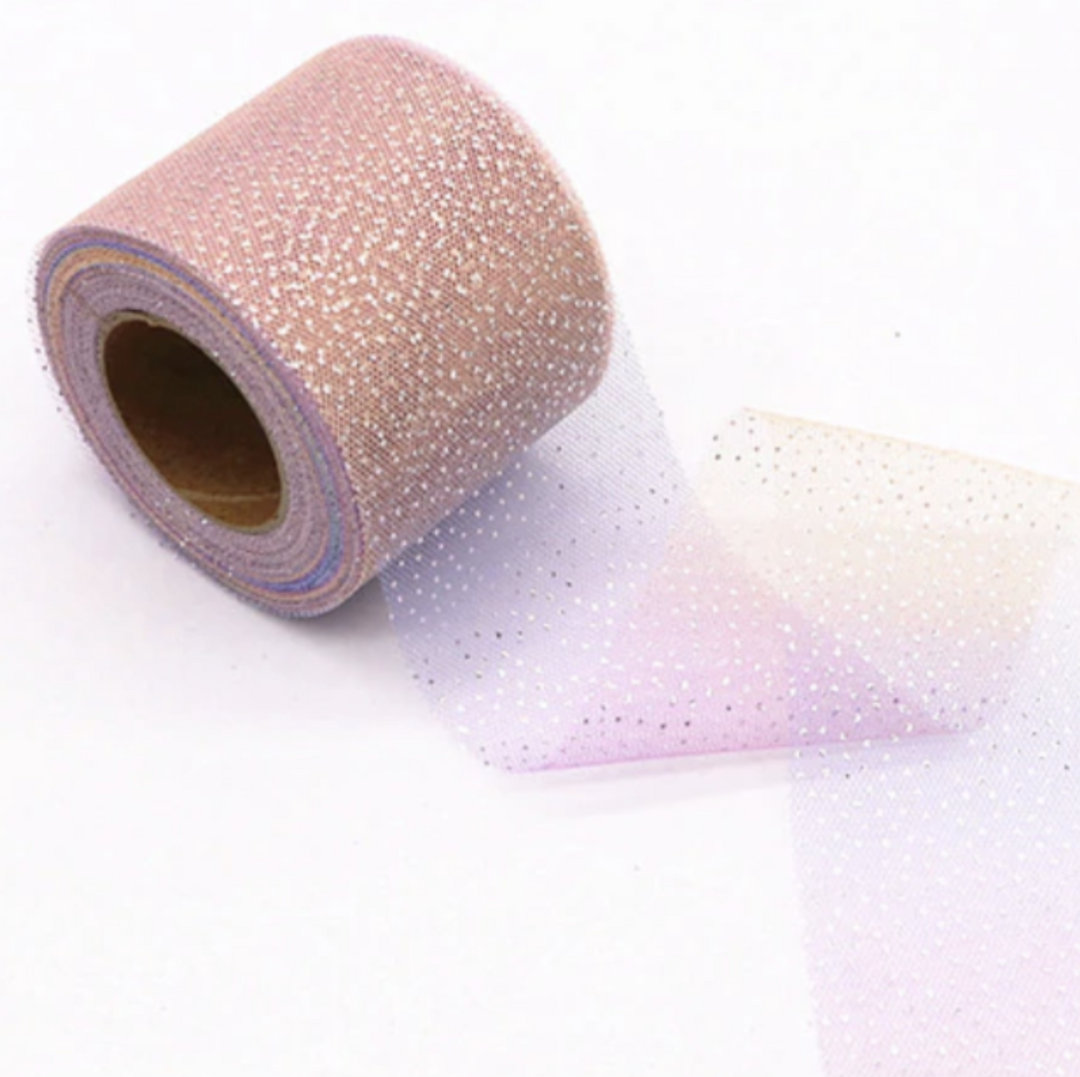 Soft Lilac Pink Glitter Tulle 2.36" 6cm x 5 Yard Lot