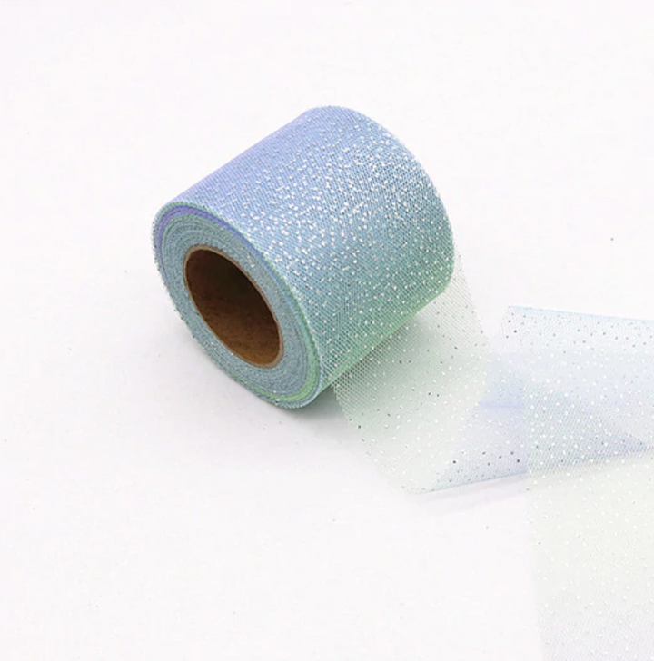 Sirène Bleu Clair Vert Glitter Tulle 2.36" 6cm x 5 Yard Lot