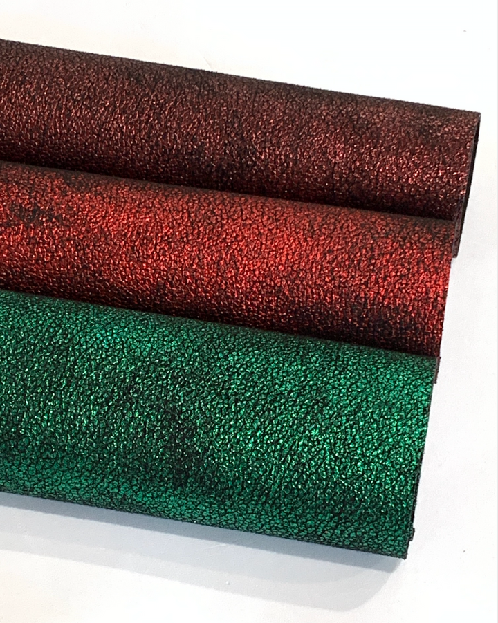 Feuilles de tissu en simili cuir à galets gaufrés métalliques