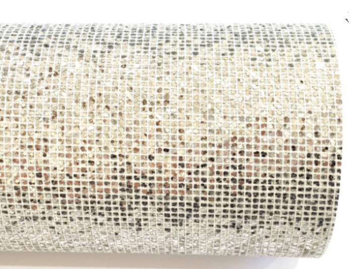 Feuille de tissu à points de grille à paillettes argentées