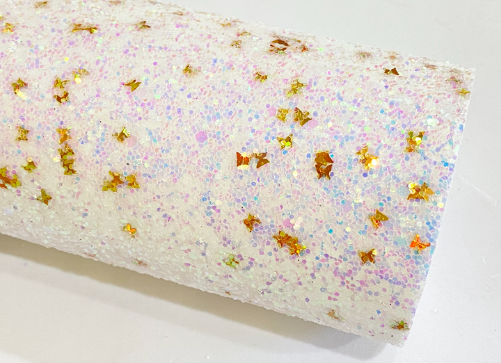 White and Gold Stars Twinkling Stars Chunky Glitter