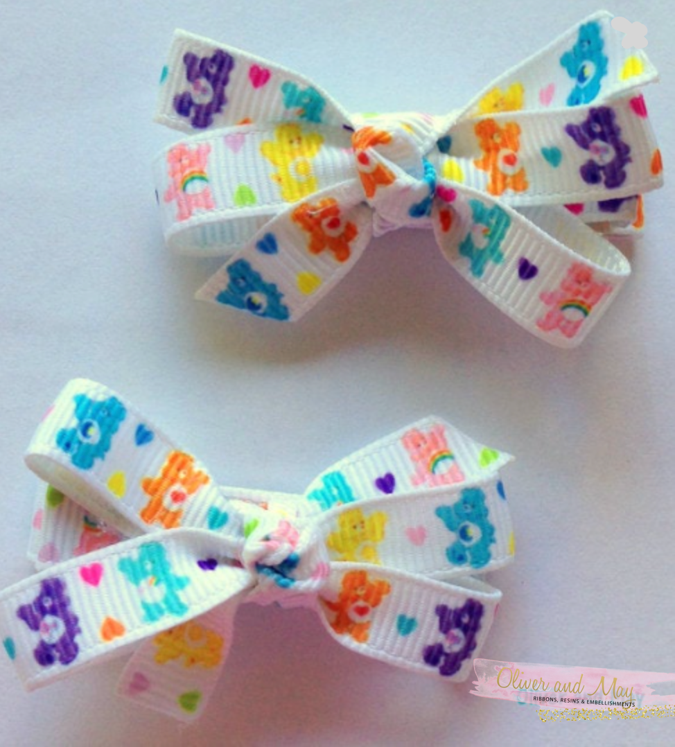 Rainbow Bears Ruban gros-grain blanc 3/8" 10 mm - 3 yards