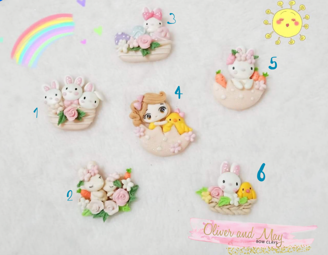 Easter Bow Clay Embellishments