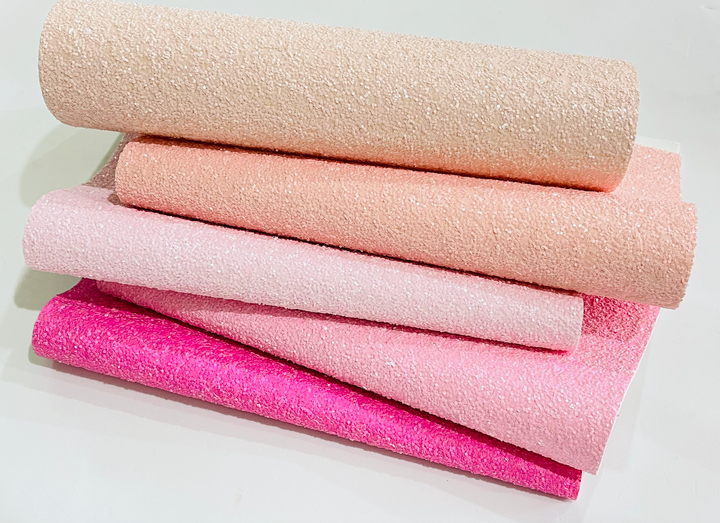 Feuilles de tissu à paillettes épaisses Blush pâle