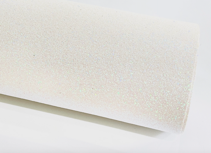 Marshmallow Pink White Fine Glitter Leatherette - Thin 0.6mm